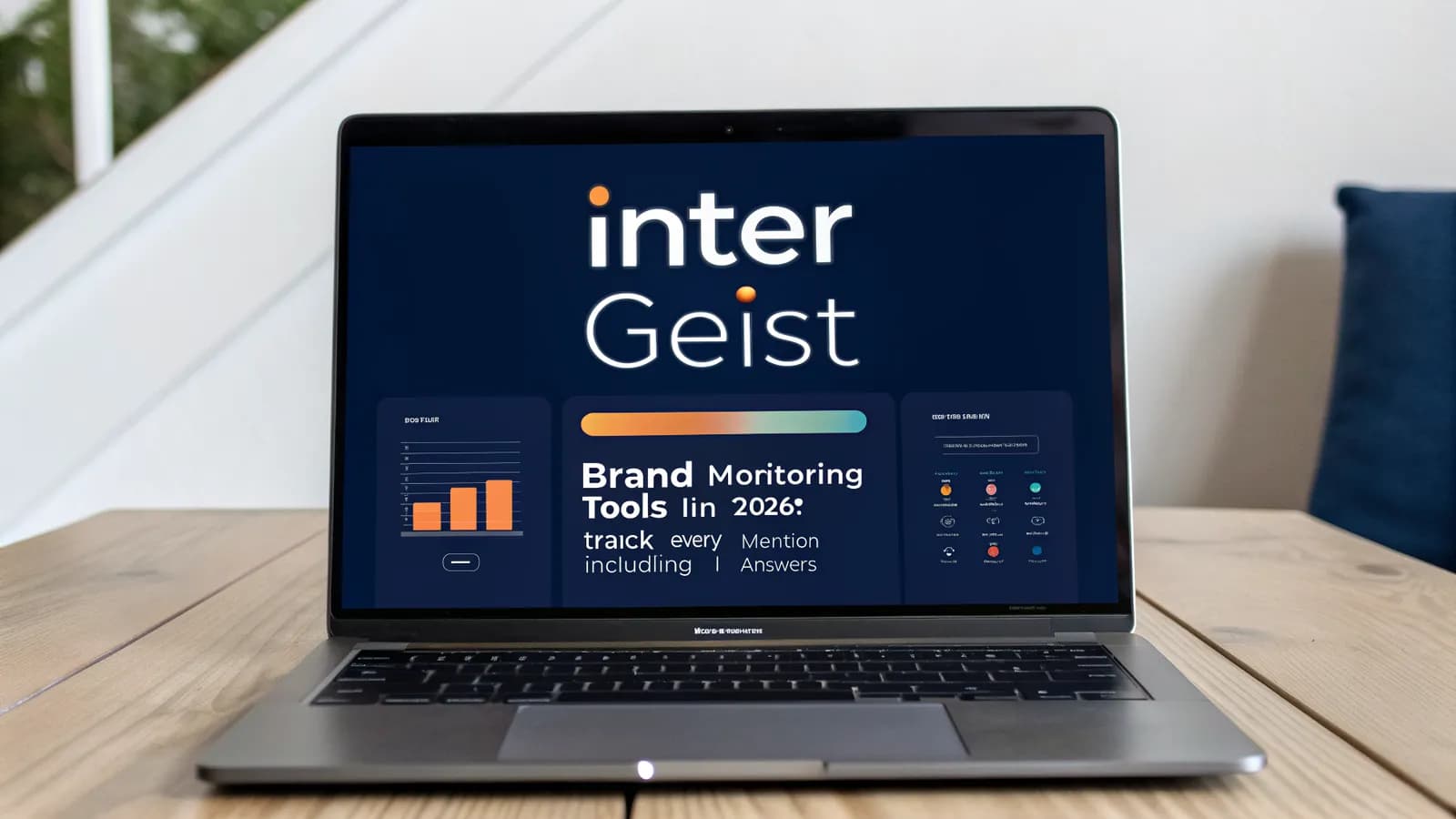 Brand monitoring tools 2026 — hero illustration: AI answers and social mentions around a brand radar